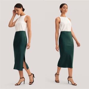 Lilysilk NWT 100% Mulberry Silk Maxi Skirt Green Size 28 US 6-8